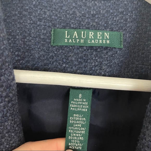 SOLD! Lauren Ralph Lauren Blue Wool Button Up Blazer Jacket Size 8 - Picture 5 of 13
